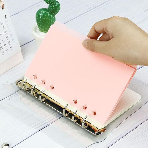 Personal A6 Dividers 6 Hole Transparent Binder Index Page Dividers with Tabs Plastic Tab Dividers with Stickers for Binders, Planner, Agenda (Clear - 2 Sets) in Kuwait