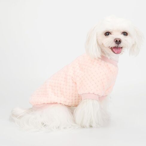 Fuzzy Pineapple Grid Dog Sweater - Ultra Soft & Warm Winter Pet Apparel, Fluffy Textured Knit for Small, Medium Dogs and Cats, Cozy Pullover Dog Coat for Cold Weather.Red L in Kuwait