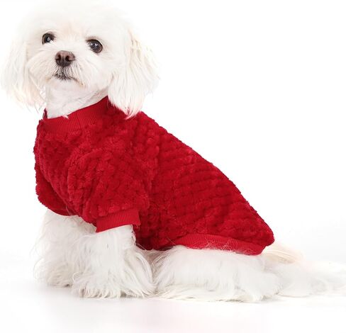 Fuzzy Pineapple Grid Dog Sweater - Ultra Soft & Warm Winter Pet Apparel, Fluffy Textured Knit for Small, Medium Dogs and Cats, Cozy Pullover Dog Coat for Cold Weather.Red L in Kuwait