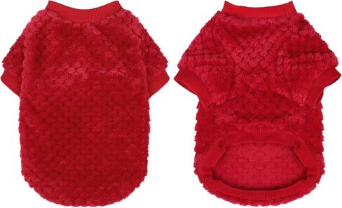 Fuzzy Pineapple Grid Dog Sweater - Ultra Soft & Warm Winter Pet Apparel, Fluffy Textured Knit for Small, Medium Dogs and Cats, Cozy Pullover Dog Coat for Cold Weather.Red L in Kuwait