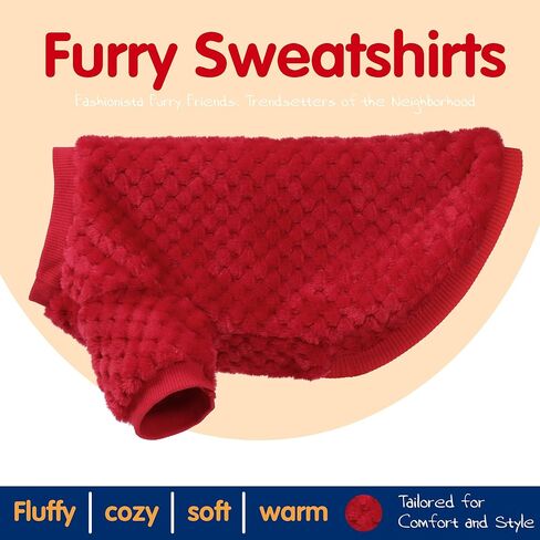 Fuzzy Pineapple Grid Dog Sweater - Ultra Soft & Warm Winter Pet Apparel, Fluffy Textured Knit for Small, Medium Dogs and Cats, Cozy Pullover Dog Coat for Cold Weather.Red L in Kuwait
