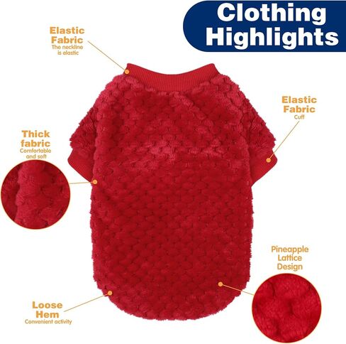 Fuzzy Pineapple Grid Dog Sweater - Ultra Soft & Warm Winter Pet Apparel, Fluffy Textured Knit for Small, Medium Dogs and Cats, Cozy Pullover Dog Coat for Cold Weather.Red L in Kuwait