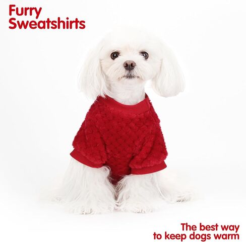 Fuzzy Pineapple Grid Dog Sweater - Ultra Soft & Warm Winter Pet Apparel, Fluffy Textured Knit for Small, Medium Dogs and Cats, Cozy Pullover Dog Coat for Cold Weather.Red L in Kuwait