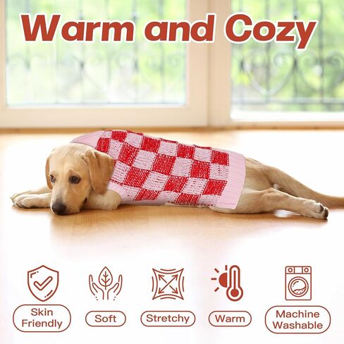 Dog Sweater Sizes XS to XXL, Christmas Dog Sweaters Suitable for Small to Large Dogs,Warm, Soft Dog Turtleneck Sweater Plaid Perfect for Fall, Winter, Everyday Wear Outdoor Walks(Grey,S) in Kuwait