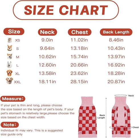 Dog Sweater Sizes XS to XXL, Christmas Dog Sweaters Suitable for Small to Large Dogs,Warm, Soft Dog Turtleneck Sweater Plaid Perfect for Fall, Winter, Everyday Wear Outdoor Walks(Grey,S) in Kuwait
