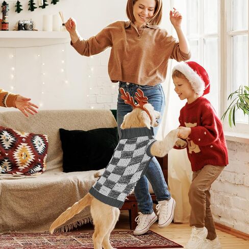 Dog Sweater Sizes XS to XXL, Christmas Dog Sweaters Suitable for Small to Large Dogs,Warm, Soft Dog Turtleneck Sweater Plaid Perfect for Fall, Winter, Everyday Wear Outdoor Walks(Grey,S) in Kuwait
