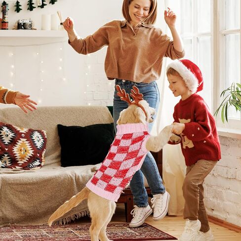 Dog Sweater Sizes XS to XXL, Christmas Dog Sweaters Suitable for Small to Large Dogs,Warm, Soft Dog Turtleneck Sweater Plaid Perfect for Fall, Winter, Everyday Wear Outdoor Walks(Grey,S) in Kuwait