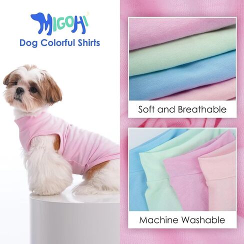 MIGOHI 2 Pack Lightweight Small Dog Shirts,Soft Dog T-Shirts for Small Dogs,Pink Shirt for Dogs,Puppy Shirts for Small Dogs Girl Boy,Dog Shirts for Camping,Toy Poodle,Shih Tzu,Pink Purple,M in Saudi Arabia