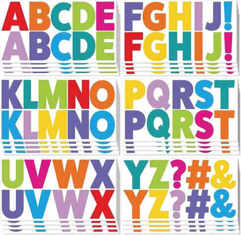 48 Sheets Bulletin Board Stickers - 2.5 Inch Large Vinyl Letter Alphabet Stickers - Self Adhesive ABC Letters for Poster Board, Mailbox, Crafts, Classroom, Window, Door Decorations (Colorful) in Saudi Arabia