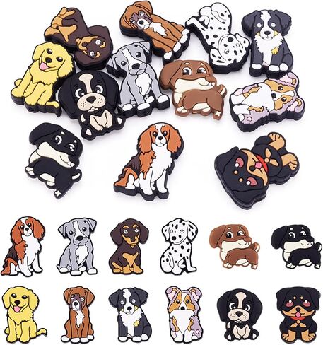 12Pcs Cute Dog Silicone Beads for Beadable Pens, Puppy Dog Silicone Focal Beads for Keychain Making, Pet Dog Animal Rubber Spacer Character Beads for DIY Bracelet Lanyard Hang Ornament in Kuwait