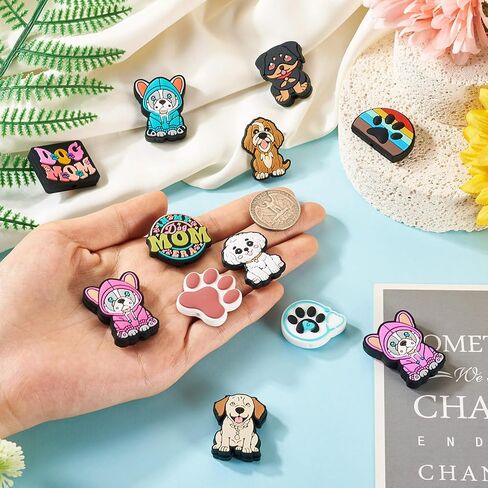 12Pcs Cute Dog Silicone Beads for Beadable Pens, Puppy Dog Silicone Focal Beads for Keychain Making, Pet Dog Animal Rubber Spacer Character Beads for DIY Bracelet Lanyard Hang Ornament in Kuwait