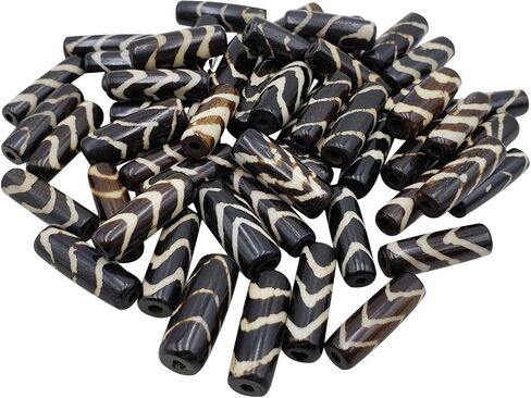 Native American Beads Hairpipe Bone Bead Jewelry Making Beads - Wavy Batik Design 1 inch Brown 25pcs in Saudi Arabia