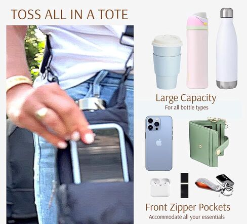 Original Crossbody Water Bottle Holder Bag with Strap.Stylish Puffer Bag.Pockets for Phone & Accessories.BEST GIFT (Olive Green) in Kuwait