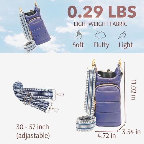 Original Crossbody Water Bottle Holder Bag with Strap.Stylish Puffer Bag.Pockets for Phone & Accessories.BEST GIFT (Olive Green) in Kuwait