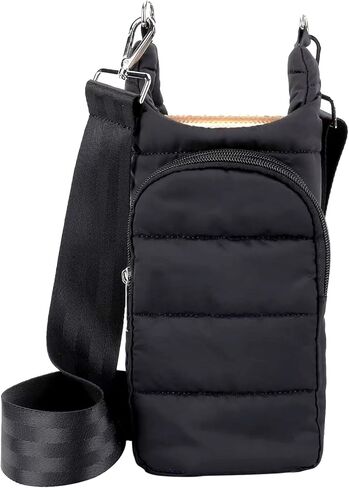 Original Crossbody Water Bottle Holder Bag with Strap.Stylish Puffer Bag.Pockets for Phone & Accessories.BEST GIFT (Olive Green) in Kuwait