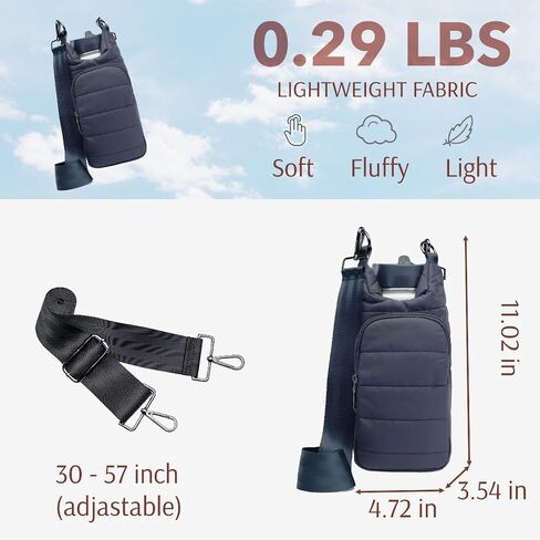 Original Crossbody Water Bottle Holder Bag with Strap.Stylish Puffer Bag.Pockets for Phone & Accessories.BEST GIFT (Olive Green) in Kuwait
