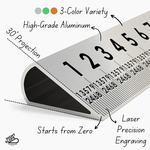 3 Pack 6 Inch 30° Precision Metal Ruler, High-Grade Laser-Engraved Aluminum Ruler for School, Office, Architects, Draftsman, and Engineers, 3-Colors Silver, Bronze and Emerald Green (Patent Pending) in Saudi Arabia