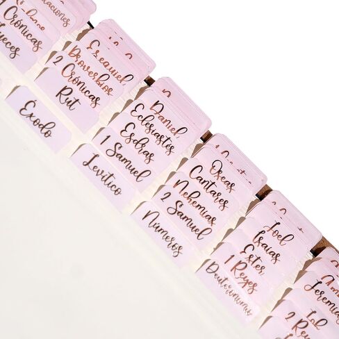Idyllic Grace - Pestañas de la Biblias, Spanish Bible Tabs, Rose Gold Foil, Study Tool, Journaling, Old and New Testament, Christian, Catholic, Index Tabs, Glossy Laminated, Durable - Be The Light in Kuwait