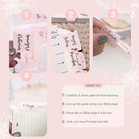 Idyllic Grace - Pestañas de la Biblias, Spanish Bible Tabs, Rose Gold Foil, Study Tool, Journaling, Old and New Testament, Christian, Catholic, Index Tabs, Glossy Laminated, Durable - Be The Light in Kuwait