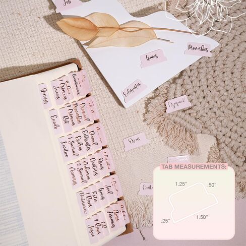 Idyllic Grace - Pestañas de la Biblias, Spanish Bible Tabs, Rose Gold Foil, Study Tool, Journaling, Old and New Testament, Christian, Catholic, Index Tabs, Glossy Laminated, Durable - Be The Light in Kuwait