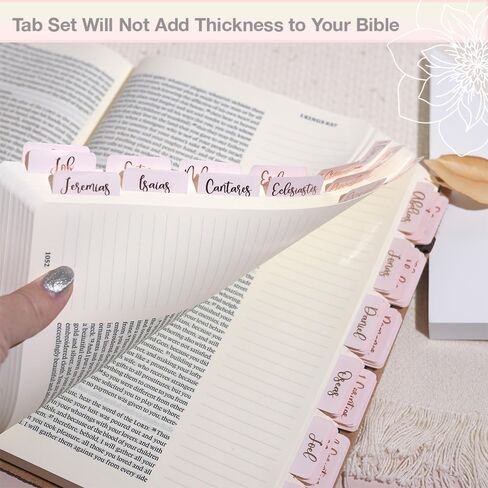 Idyllic Grace - Pestañas de la Biblias, Spanish Bible Tabs, Rose Gold Foil, Study Tool, Journaling, Old and New Testament, Christian, Catholic, Index Tabs, Glossy Laminated, Durable - Be The Light in Kuwait