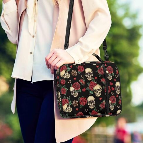 Rose Skull Bible Cover Case for Women Men Church Study Book Carrying Bag Bible Protective Case with Handle, Zipper Pocket, Shoulder Strap in Saudi Arabia