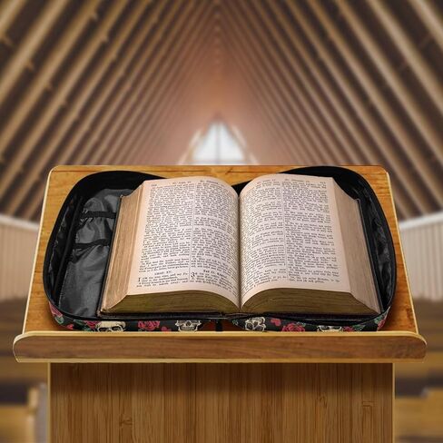 Rose Skull Bible Cover Case for Women Men Church Study Book Carrying Bag Bible Protective Case with Handle, Zipper Pocket, Shoulder Strap in Saudi Arabia
