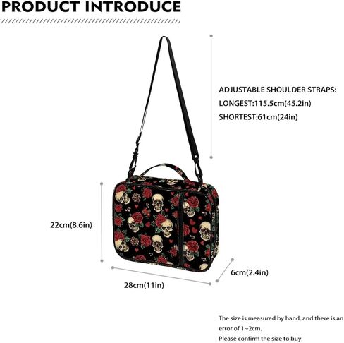 Rose Skull Bible Cover Case for Women Men Church Study Book Carrying Bag Bible Protective Case with Handle, Zipper Pocket, Shoulder Strap in Saudi Arabia