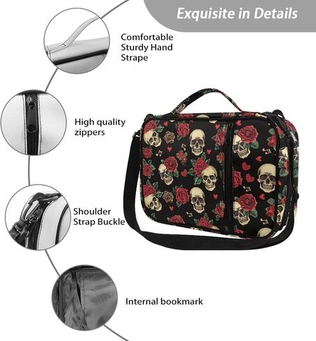 Rose Skull Bible Cover Case for Women Men Church Study Book Carrying Bag Bible Protective Case with Handle, Zipper Pocket, Shoulder Strap in Saudi Arabia