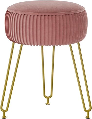 IBUYKE مسند قدم دائري مسند للقدمين، طاولة جانبية لمقعد الزينة للمكياج، مقعد طاولة الزينة، مقعد أريكة، أرجل فولاذية ذهبية LG-30Q in Kuwait
