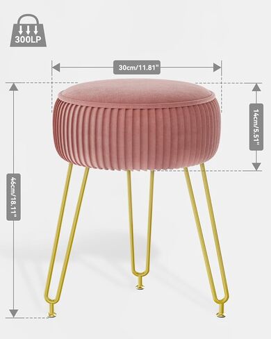 IBUYKE مسند قدم دائري مسند للقدمين، طاولة جانبية لمقعد الزينة للمكياج، مقعد طاولة الزينة، مقعد أريكة، أرجل فولاذية ذهبية LG-30Q in Kuwait