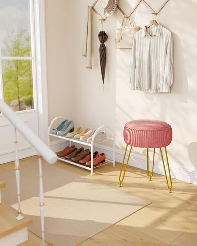 IBUYKE مسند قدم دائري مسند للقدمين، طاولة جانبية لمقعد الزينة للمكياج، مقعد طاولة الزينة، مقعد أريكة، أرجل فولاذية ذهبية LG-30Q in Kuwait