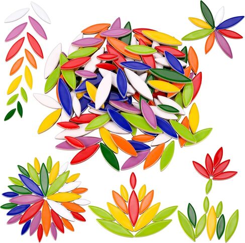 Yoption Petal Mosaic Philes for Harps ، 200g زهرة ورقة الخزف السيراميك قطع البلاط لمستلزمات الفسيفساء ، ديكور في الهواء الطلق DIY الفسيفساء (أخضر) in Kuwait