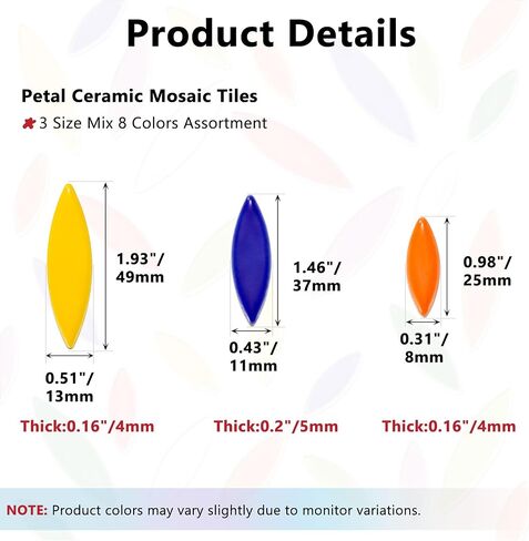 Yoption Petal Mosaic Philes for Harps ، 200g زهرة ورقة الخزف السيراميك قطع البلاط لمستلزمات الفسيفساء ، ديكور في الهواء الطلق DIY الفسيفساء (أخضر) in Kuwait