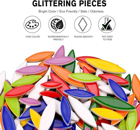 Yoption Petal Mosaic Philes for Harps ، 200g زهرة ورقة الخزف السيراميك قطع البلاط لمستلزمات الفسيفساء ، ديكور في الهواء الطلق DIY الفسيفساء (أخضر) in Kuwait