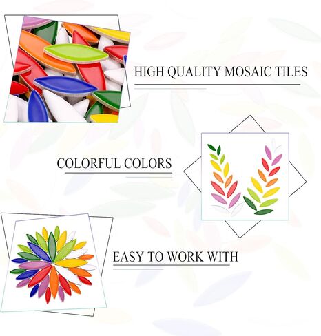 Yoption Petal Mosaic Philes for Harps ، 200g زهرة ورقة الخزف السيراميك قطع البلاط لمستلزمات الفسيفساء ، ديكور في الهواء الطلق DIY الفسيفساء (أخضر) in Kuwait