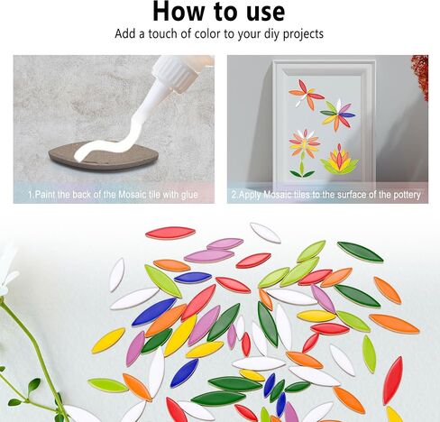 Yoption Petal Mosaic Philes for Harps ، 200g زهرة ورقة الخزف السيراميك قطع البلاط لمستلزمات الفسيفساء ، ديكور في الهواء الطلق DIY الفسيفساء (أخضر) in Kuwait