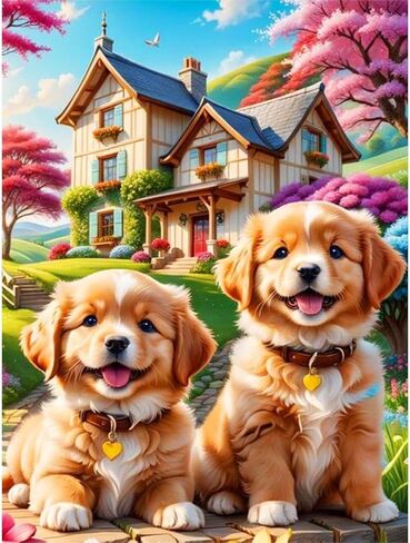 WSLWXSHM مجموعات الطلاء الماس للبالغين ، وجولة الكلب الكامل الحفر مجموعات فن الماس ، 5D DIY الطلاء مع الحرف الماس لهدايا تزيين الجدار المنزلي 12 × 16 بوصة حيوان in Kuwait