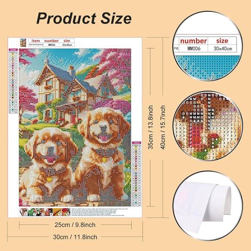 WSLWXSHM مجموعات الطلاء الماس للبالغين ، وجولة الكلب الكامل الحفر مجموعات فن الماس ، 5D DIY الطلاء مع الحرف الماس لهدايا تزيين الجدار المنزلي 12 × 16 بوصة حيوان in Kuwait