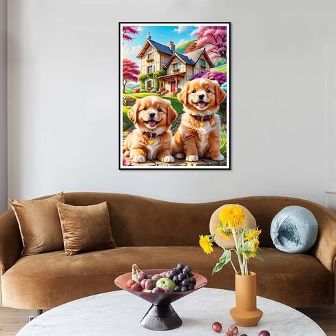 WSLWXSHM مجموعات الطلاء الماس للبالغين ، وجولة الكلب الكامل الحفر مجموعات فن الماس ، 5D DIY الطلاء مع الحرف الماس لهدايا تزيين الجدار المنزلي 12 × 16 بوصة حيوان in Kuwait