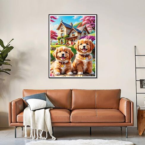 WSLWXSHM مجموعات الطلاء الماس للبالغين ، وجولة الكلب الكامل الحفر مجموعات فن الماس ، 5D DIY الطلاء مع الحرف الماس لهدايا تزيين الجدار المنزلي 12 × 16 بوصة حيوان in Kuwait