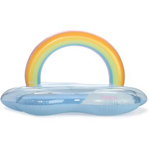 Punboy Giant Rainbow Cloud Pool Float 6 أقدام مع قوس قزح كبير القوس وتأثير السحابة العائمة ، مثالية لحفلة بركة الصيف ، كبيرة