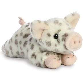 Aurora® Realistic Miyoni® Spotted Piglet Stuffed Animal - Lifelike Detail - Cherished Companionship - White 11 Inches