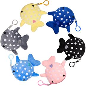 Niceup Kids Whale Shark Party Favors Plush Coin Purse Cute Keychains for Ocean Under the Sea Animal Goodie Bag Fillers