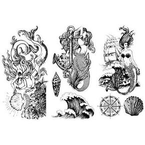 Redesign with Prima - Mermaid Treasure - Small Transfers 6"x12" 3 Sheets Rub on Transfers for Furniture Vintage Rub on Transfers Stickers for Crafts Classic Spring Summer Autumn Decoration Transfers…