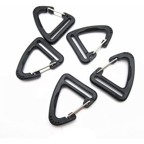 20 Pcs Black Plastic Triangle Carabiners 1 Inch Backpack Clasp Snap Hook for Lanyards, Handbags, Backpacks, Luggage Straps
