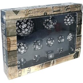 Bescon Complete Polyhedral DND Dice Set 13pcs D3-D100 RPG Dice Set in Opaque Black
