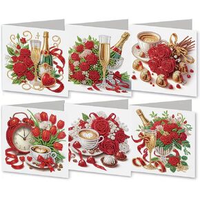 Maiyiyi 6 Pack Diy Cross Flower Diamond Art Cards Kit Cross Diamond Painting Carding Graying Flower