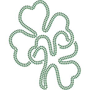 Rhinestone Genie, Rhinestone Iron-On Heat Transfer with Emerald Green HotFix Rhinestones, Double Shamrock