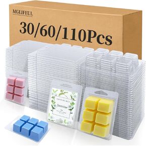 Wax Melt Container Clamshell Packaging Mold Box Stand for Plastic Clear Empty Wax Candle Melt Tart Packaging Cube Container Clamshell Mold Holder Organizer Tray Empty Shape Bulk wth Lid